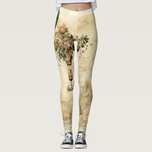 Vintage Hot Air Balloon in a Serene Landscape (1) Leggings