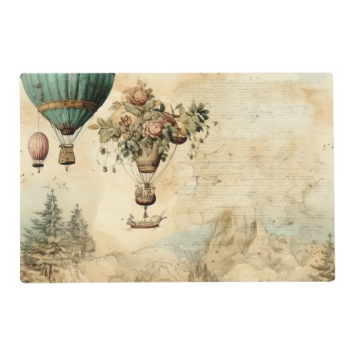 Vintage Hot Air Balloon in a Serene Landscape 1 Placemat