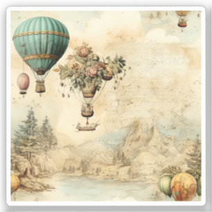 Vintage Hot Air Balloon in a Serene Landscape (1) Sticker