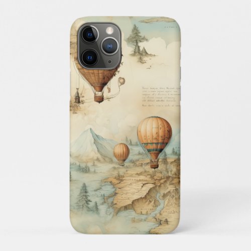 Vintage Hot Air Balloon in a Serene Landscape 2 iPhone 11 Pro Case