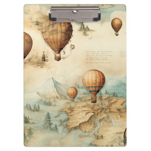 Vintage Hot Air Balloon in a Serene Landscape 2 Clipboard