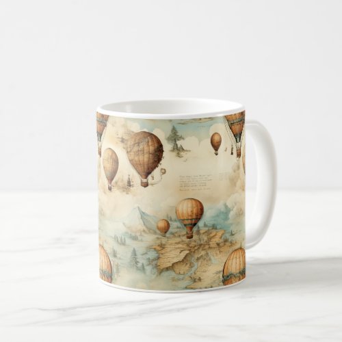 Vintage Hot Air Balloon in a Serene Landscape 2 Coffee Mug