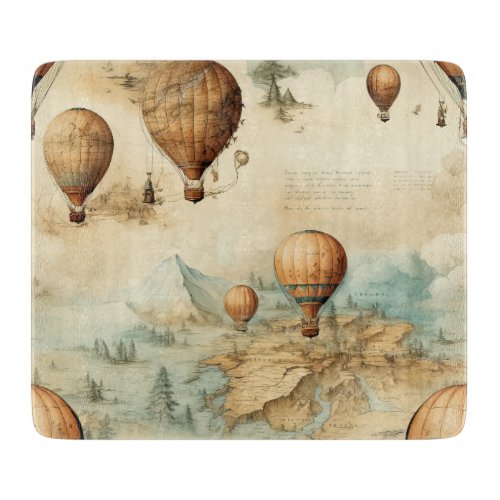 Vintage Hot Air Balloon in a Serene Landscape 2 Cutting Board