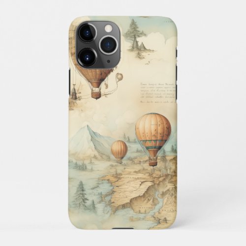 Vintage Hot Air Balloon in a Serene Landscape 2 iPhone 11Pro Case