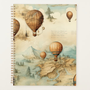 Vintage Hot Air Balloon in a Serene Landscape (2) Planner