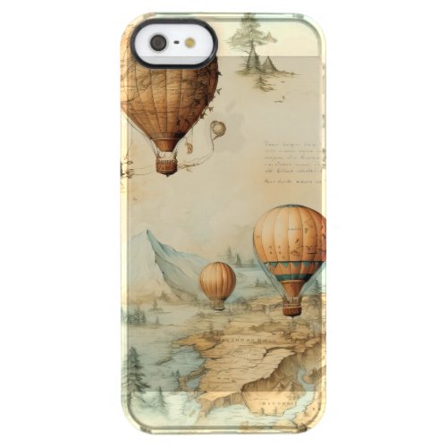 Vintage Hot Air Balloon in a Serene Landscape 2 Clear iPhone SE55s Case