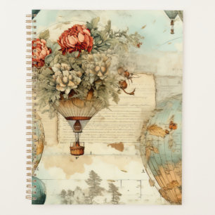 Vintage Hot Air Balloon in a Serene Landscape (3) Planner
