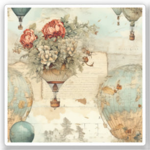 Vintage Hot Air Balloon in a Serene Landscape (3) Sticker