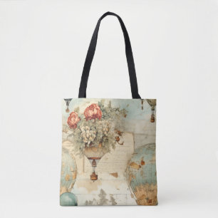 Vintage Hot Air Balloon in a Serene Landscape (3) Tote Bag