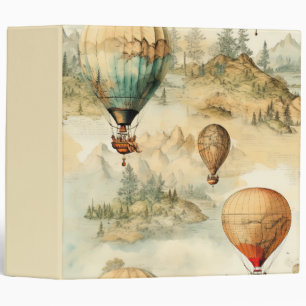 Vintage Hot Air Balloon in a Serene Landscape (4) 3 Ring Binder