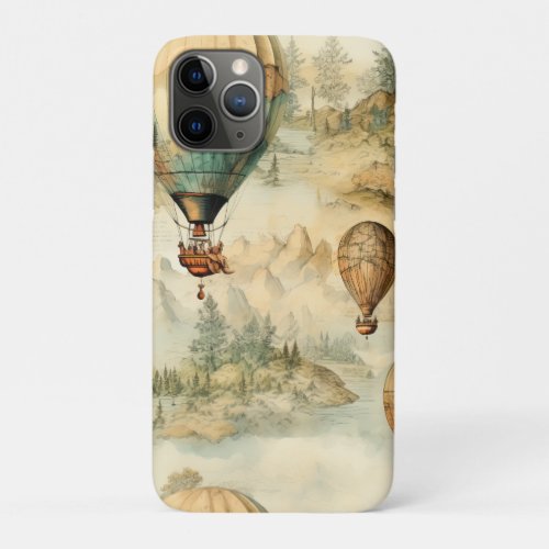 Vintage Hot Air Balloon in a Serene Landscape 4 iPhone 11 Pro Case