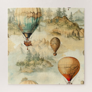 Vintage Hot Air Balloon in a Serene Landscape (4) Jigsaw Puzzle