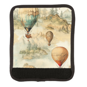 Vintage Hot Air Balloon in a Serene Landscape (4) Luggage Handle Wrap