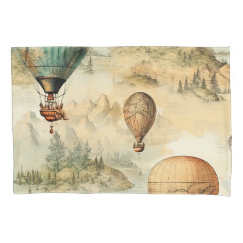 Vintage Hot Air Balloon in a Serene Landscape 4 Pillow Case