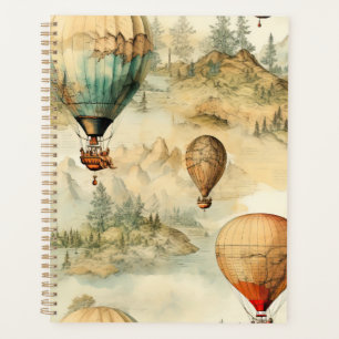 Vintage Hot Air Balloon in a Serene Landscape (4) Planner