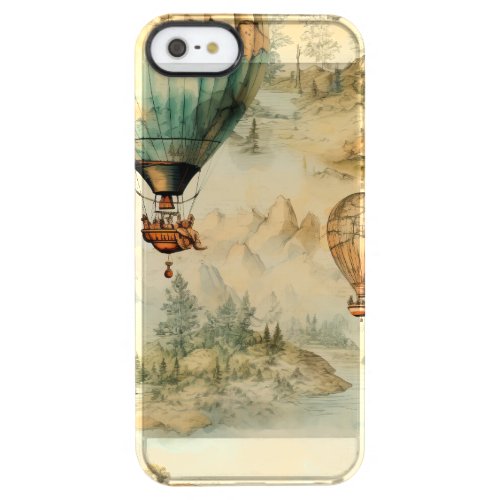 Vintage Hot Air Balloon in a Serene Landscape 4 Clear iPhone SE55s Case