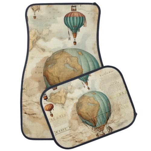 Vintage Hot Air Balloon in a Serene Landscape 5 Car Floor Mat