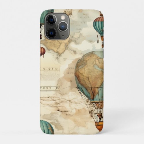 Vintage Hot Air Balloon in a Serene Landscape 5 iPhone 11 Pro Case
