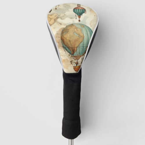 Vintage Hot Air Balloon in a Serene Landscape 5 Golf Head Cover