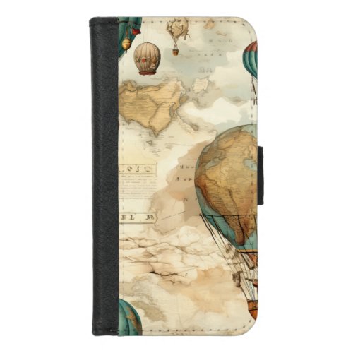 Vintage Hot Air Balloon in a Serene Landscape 5 iPhone 87 Wallet Case