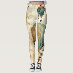Vintage Hot Air Balloon in a Serene Landscape (5) Leggings