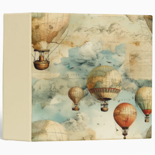 Vintage Hot Air Balloon in a Serene Landscape (6) 3 Ring Binder