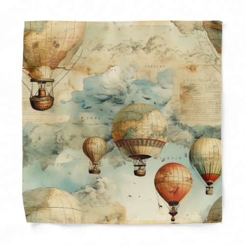 Vintage Hot Air Balloon in a Serene Landscape 6 Bandana