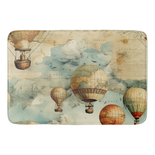 Vintage Hot Air Balloon in a Serene Landscape 6 Bath Mat