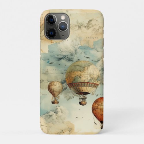 Vintage Hot Air Balloon in a Serene Landscape 6 iPhone 11 Pro Case