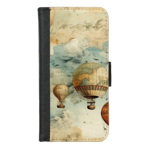 Vintage Hot Air Balloon in a Serene Landscape 6 iPhone 87 Wallet Case