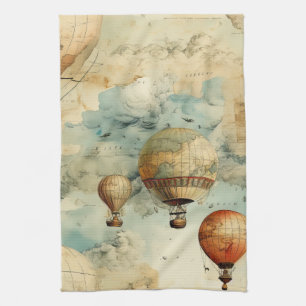Vintage Hot Air Balloon in a Serene Landscape (6) Kitchen Towel