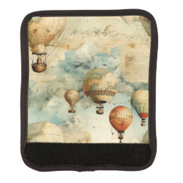 Vintage Hot Air Balloon in a Serene Landscape (6) Luggage Handle Wrap