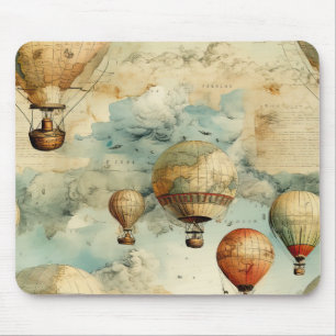 Vintage Hot Air Balloon in a Serene Landscape (6) Mouse Pad