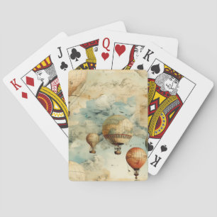 Vintage Hot Air Balloon in a Serene Landscape (6) Poker Cards