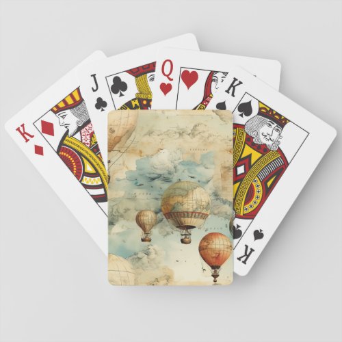 Vintage Hot Air Balloon in a Serene Landscape 6 Poker Cards