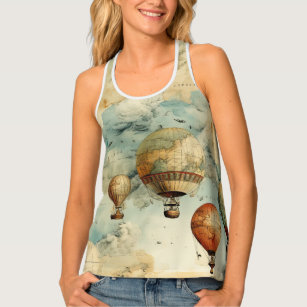 Vintage Hot Air Balloon in a Serene Landscape (6) Tank Top