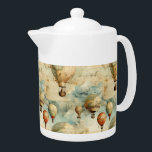Vintage Hot Air Balloon in a Serene Landscape (6) Teapot<br><div class="desc">Elevate your space with the timeless charm of this vintage steampunk hot air balloon design. Set against a serene landscape, this artwork combines chic and shabby aesthetics with a unique touch of retro elegance. Perfect as a going-away gift, bon voyage token, or for anyone who loves the romance of hot...</div>