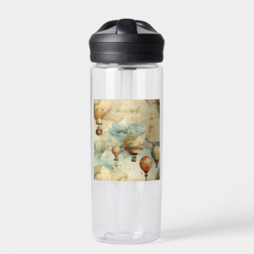 Vintage Hot Air Balloon in a Serene Landscape 6 Water Bottle