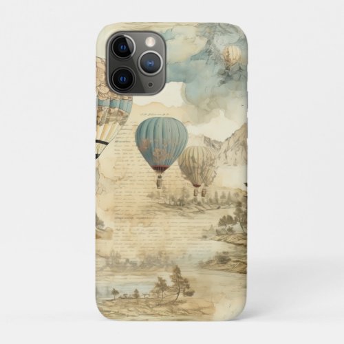 Vintage Hot Air Balloon in a Serene Landscape 7 iPhone 11 Pro Case