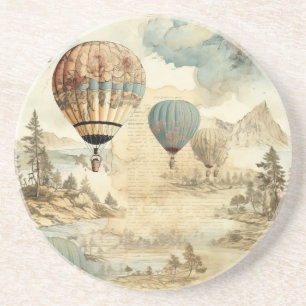 Vintage Hot Air Balloon in a Serene Landscape (7) Coaster