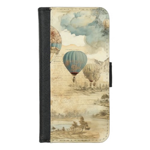 Vintage Hot Air Balloon in a Serene Landscape 7 iPhone 87 Wallet Case