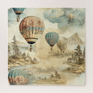 Vintage Hot Air Balloon in a Serene Landscape (7) Jigsaw Puzzle