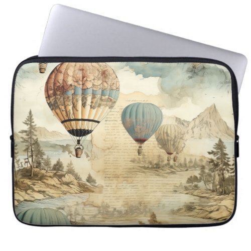 Vintage Hot Air Balloon in a Serene Landscape 7 Laptop Sleeve