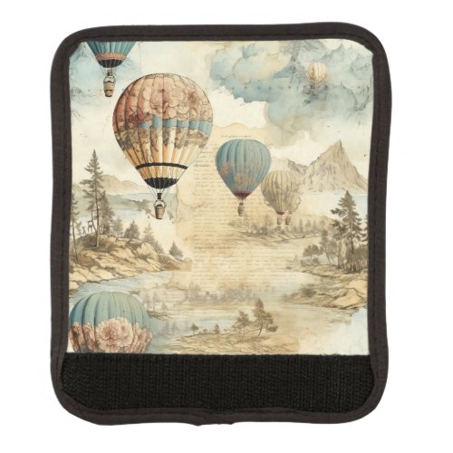 Vintage Hot Air Balloon in a Serene Landscape 7 Luggage Handle Wrap