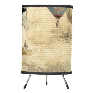Vintage Hot Air Balloon in a Serene Landscape (7) Tripod Lamp