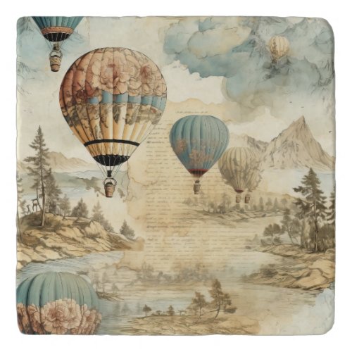 Vintage Hot Air Balloon in a Serene Landscape 7 Trivet