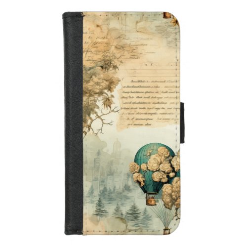 Vintage Hot Air Balloon in a Serene Landscape 8 iPhone 87 Wallet Case