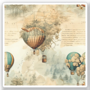 Vintage Hot Air Balloon in a Serene Landscape (8) Sticker