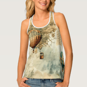 Vintage Hot Air Balloon in a Serene Landscape (8) Tank Top