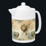 Vintage Hot Air Balloon in a Serene Landscape (8) Teapot<br><div class="desc">Elevate your space with the timeless charm of this vintage steampunk hot air balloon design. Set against a serene landscape, this artwork combines chic and shabby aesthetics with a unique touch of retro elegance. Perfect as a going-away gift, bon voyage token, or for anyone who loves the romance of hot...</div>